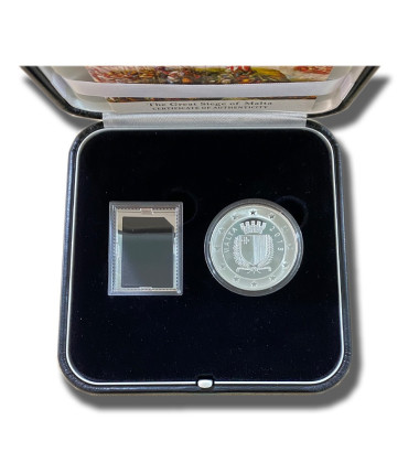 1565-2015 Malta The Great Siege of Malta €10 Silver Coin Proof And Silver Stamp