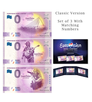 0 Euro Souvenir Banknote Eurovision 2021 Set of 3 Netherlands PEAY 2021-1-2-3