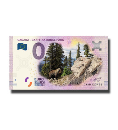 0 Euro Souvenir Banknote Banff National Park Colour Canada CAAB 2019-1