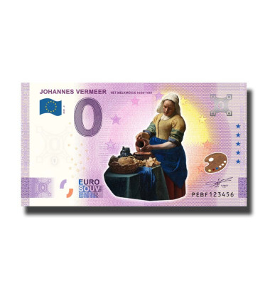 0 Euro Souvenir Banknote Johannes Vermeer Colour Netherlands PEBF 2021-3