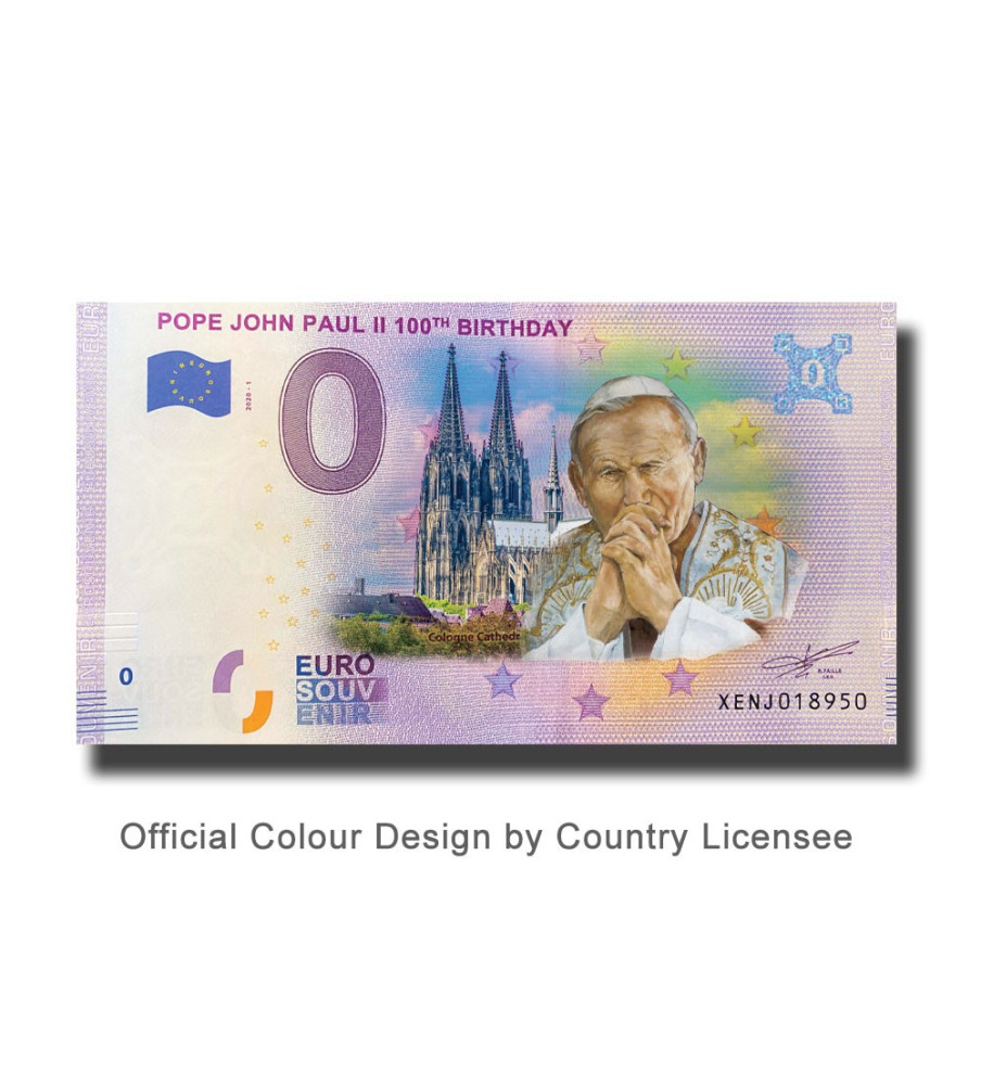 0 Euro Souvenir Banknote Pope John Paul Ii 100Th Birthday Colour Germany XEJN 2020-1