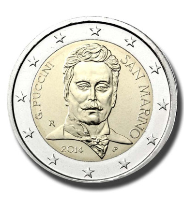 2014 San Marino 90th Anniversary of the Death of Giacomo Puccini 2 Euro Coin