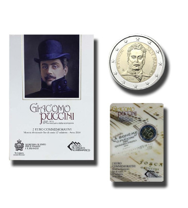 2014 San Marino 90th Anniversary of the Death of Giacomo Puccini 2 Euro Coin