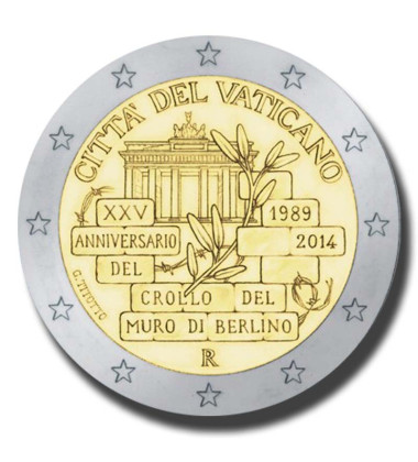 2014 Vatican 25 Years Since the Fall of the Berlin Wall 2 Euro Coin