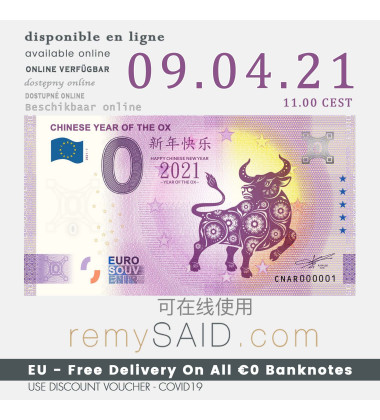 0 Euro Souvenir Banknote Chinese Year of the Ox China CNAR 2021-1