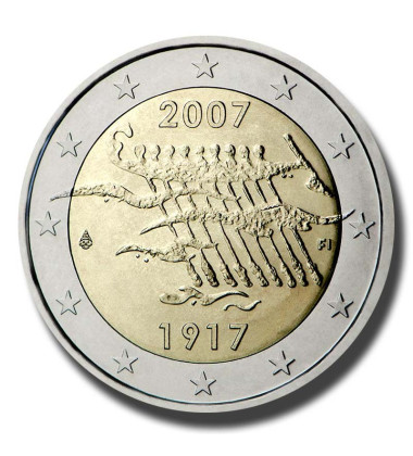 2007 Finland 90th Anniversary of Finland's Independence 2 Euro Coin