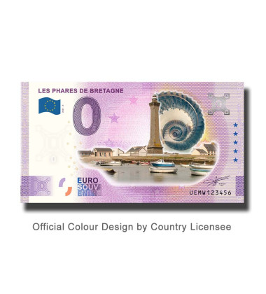 0 Euro Souvenir Banknotes Les Phares De Bretagne Colour France UEMW 2021-5