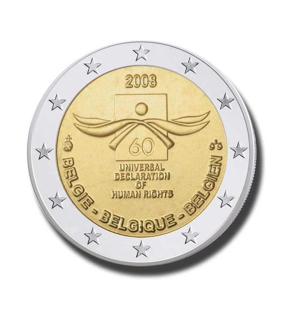 2008 Belgium 60th Anniversary of the Universal Declaration of Human Rights 2 Euro Coin