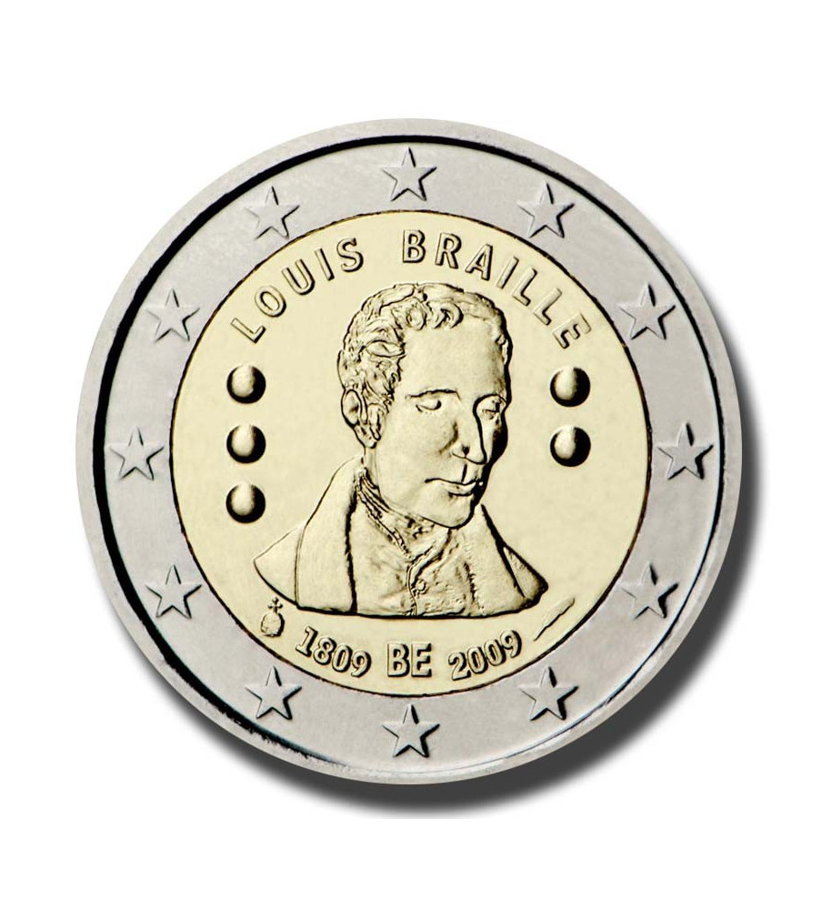 2009 Belgium 200th Anniversary of Birth of Louis Braille 2 Euro Coin