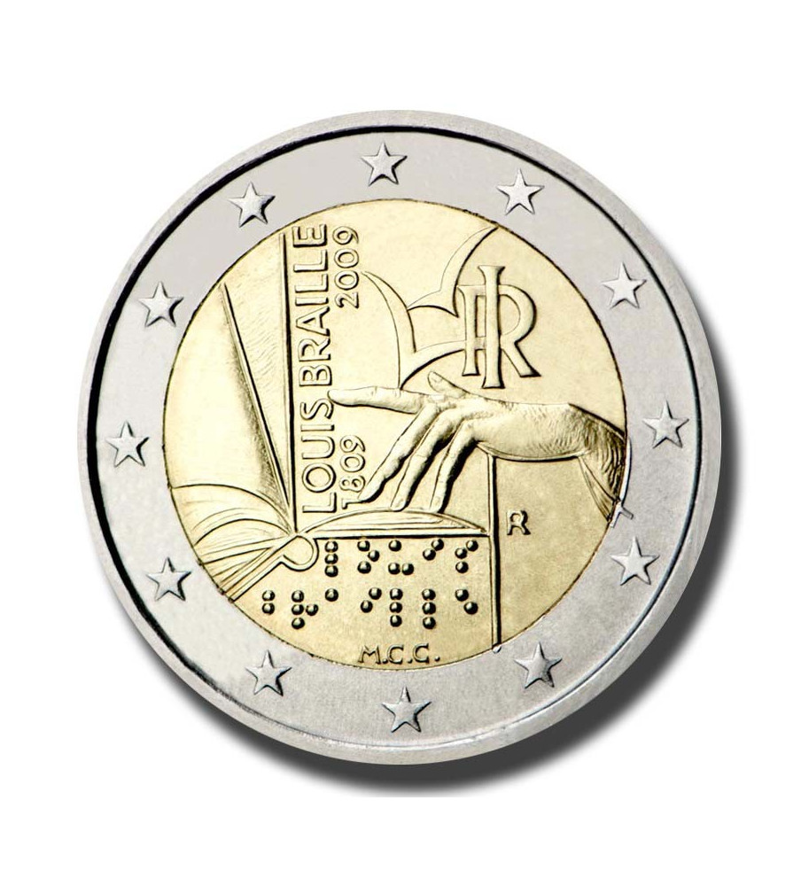 2009 Italy 200th Anniversary of birth of Louis Braille 2 Euro Coin