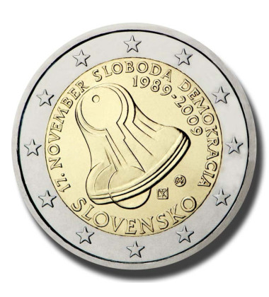 2009 Slovakia 20th Anniversary of the Start of the Velvet Revolution 2 Euro Coin