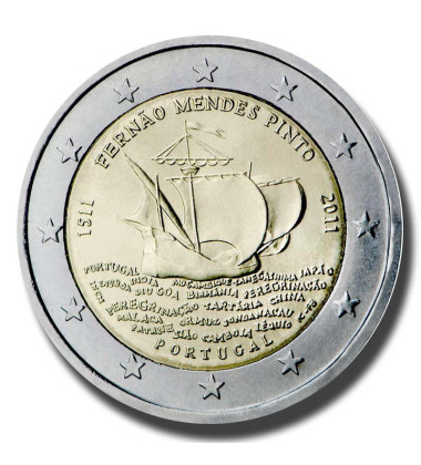 2011 Portugal 500th Anniversary of the Birth of Fernão Mendes Pinto 2 Euro Coin