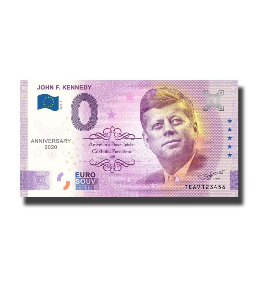 Anniversary 0 Euro Souvenir Banknote John F. Kennedy Ireland TEAV 2021-1