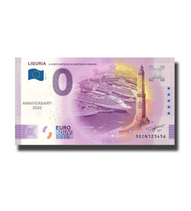 Anniversary 0 Euro souvenir Banknote Liguria Italy SECN 2021-4