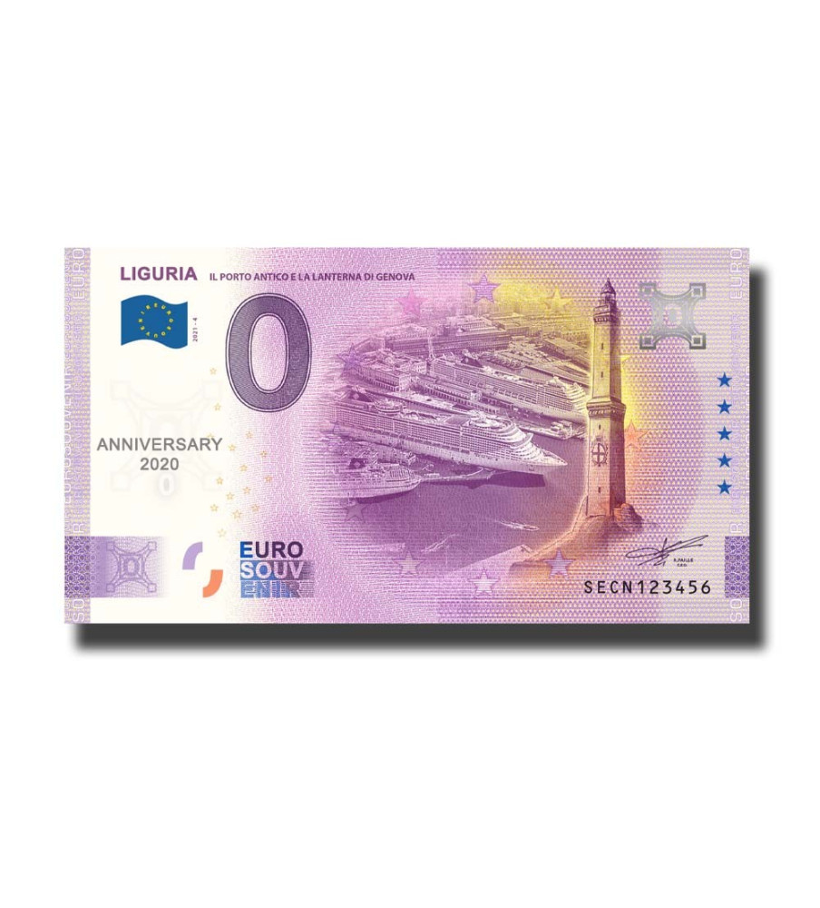 Anniversary 0 Euro souvenir Banknote Liguria Italy SECN 2021-4