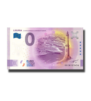 0 Euro souvenir Banknote Liguria Italy SECN 2021-4