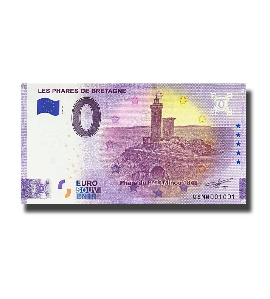 0 Euro Souvenir Banknote Les Phares De Bretagne France UEMW 2021-6