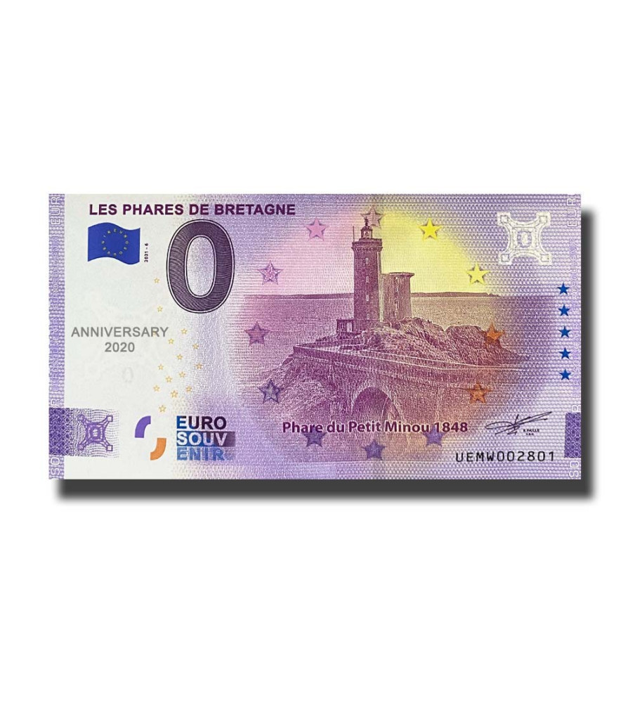 Anniversary 0 Euro Souvenir Banknote Les Phares De Bretagne France UEMW 2021-6