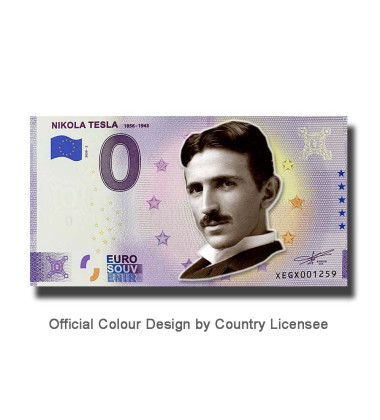 0 Euro Souvenir Banknote Nikola Tesla Colour Germany XEGX 2020-2