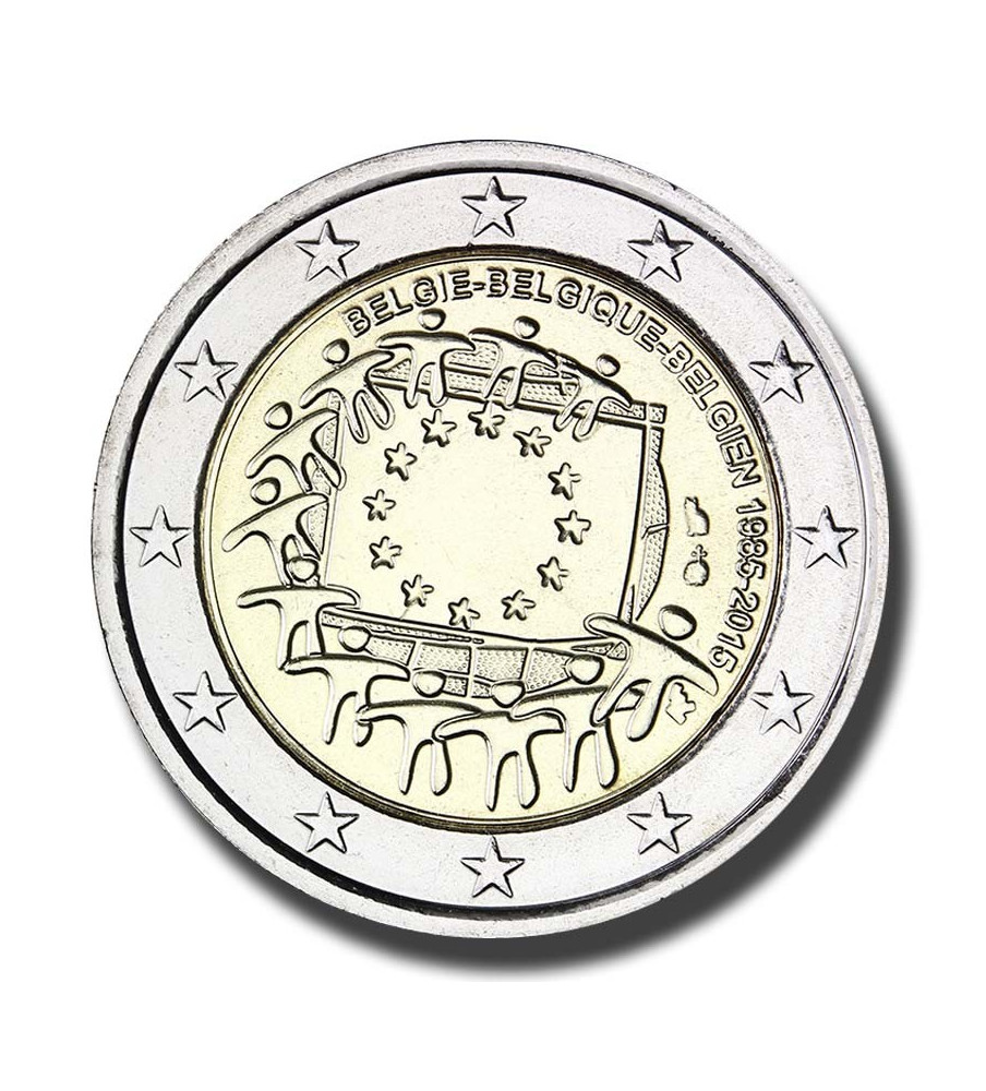 2015 Belgium 30th Anniversary of the EU Flag 2 Euro Coin