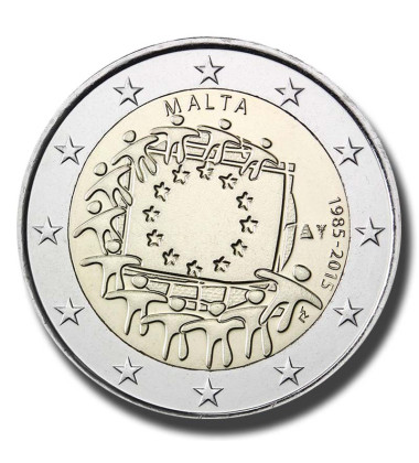 2015 Malta 30th Anniversary Eu Flag 2 Euro Commemorative Coin