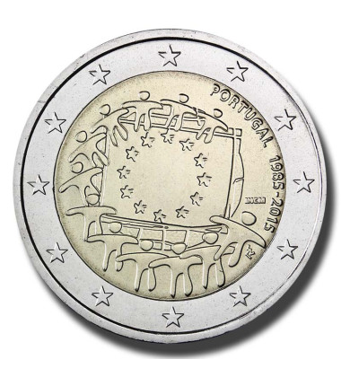 2015 Portugal The 30th Anniversary of the EU Flag 2 Euro Coin