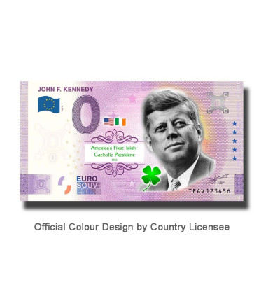 0 Euro Souvenir Banknote John F. Kennedy Colour Ireland 2021-1