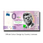 0 Euro Souvenir Banknote John F. Kennedy Colour Ireland 2021-1