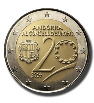 2014 Andorra 20th Anniversary Council Of Europe 2 Euro Coin