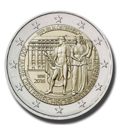 2016 Austria 200 Years of the Österreichische Nationalbank 2 Euro Coin