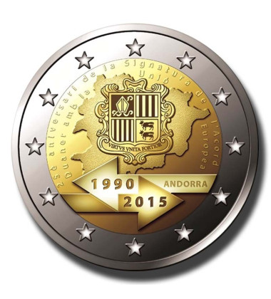 2015 Andorra 25 Years of Customs Agreement 2 Euro Commemorative Coin