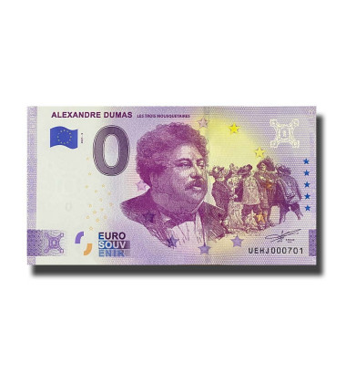 0 Euro Souvenir Banknote Alexandre Dumas France UEHJ 2021-9