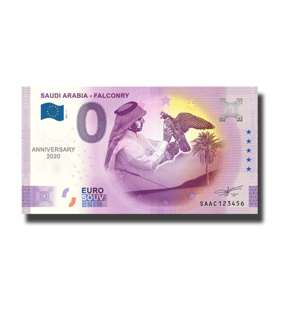 Anniversary 0 Euro Souvenir Banknote Falconry Saudi Arabia SAAC 2021-1