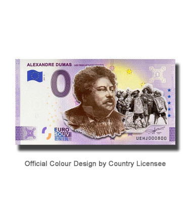 0 Euro Souvenir Banknote Alexandre Dumas Colour France UEHJ 2021-9