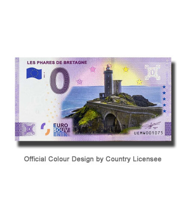 0 Euro Souvenir Banknote Les Phares De Bretagne Colour France UEMW 2021-6