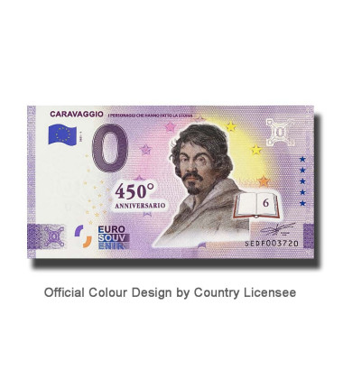 0 Euro Souvenir Banknote Caravaggio Colour Italy SEDF 2021-1