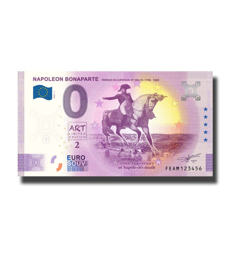 0 Euro Souvenir Banknote Napoleon Bonaparte Malta FEAM 2021-1