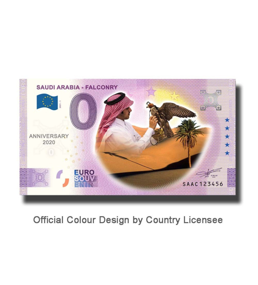 Anniversary 0 Euro Souvenir Banknote Falconry Colour Saudi Arabia SAACF 2021-1