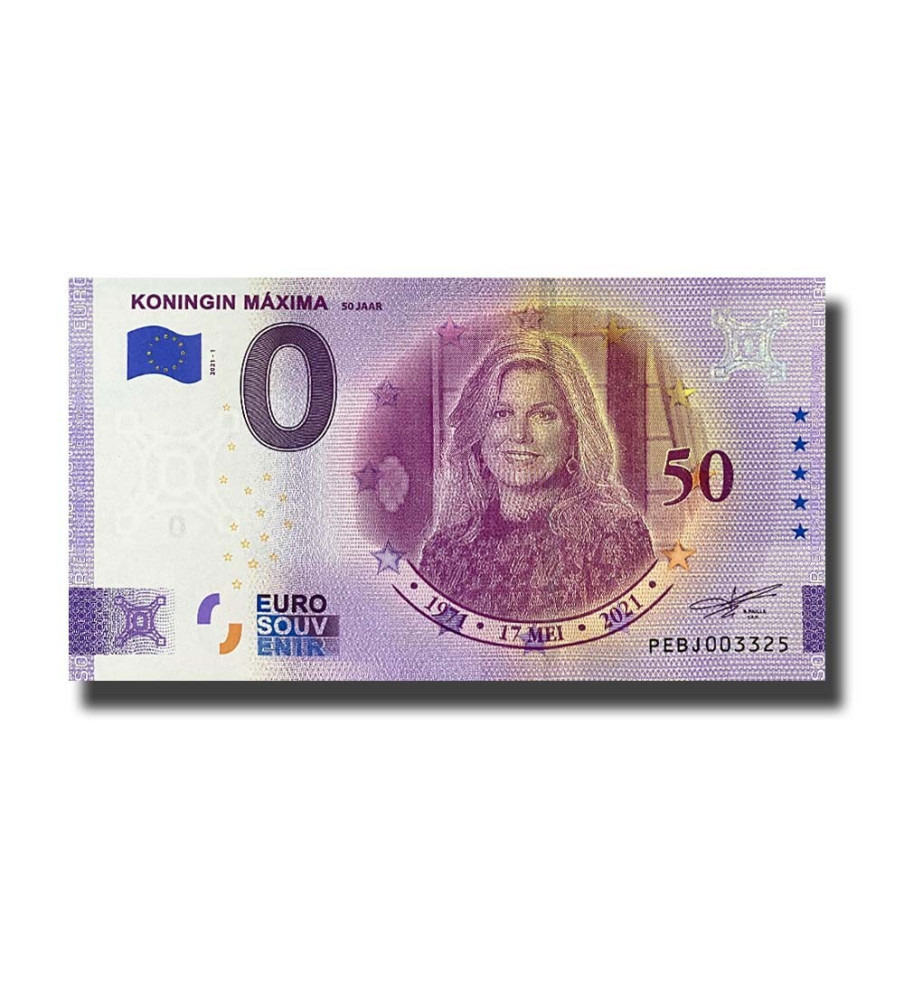 0 Euro Souvenir Banknote Koningin Maxima Netherlands PEBJ 2021-1