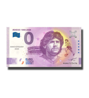 Anniversary 0 Euro Souvenir Banknote Diego 1960-2020 Argentina AGAA 2021-2