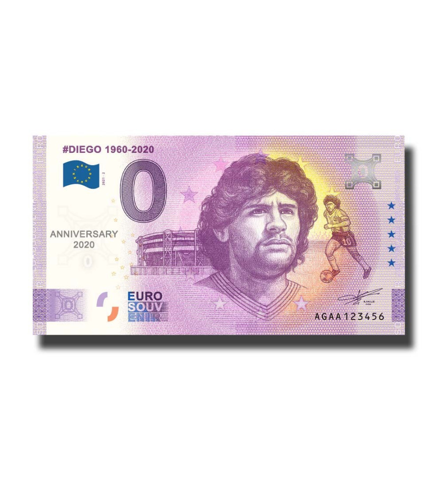 Anniversary 0 Euro Souvenir Banknote Diego 1960-2020 Argentina AGAA 2021-2