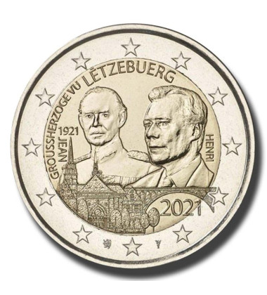 2021 Luxembourg 100 Years Birth Grand Duke Jean 'Normal Relief' 2 Euro Coin