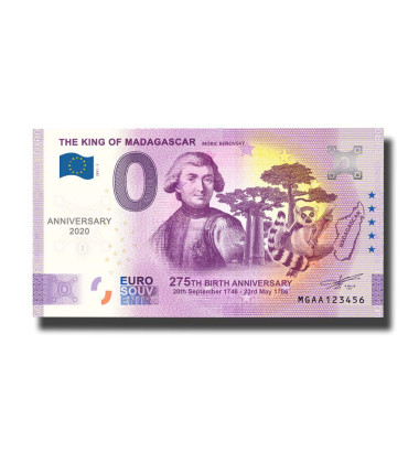 Anniversary 0 Euro Souvenir Banknote The King of Madagascar Madagascar MGAA 2021-1