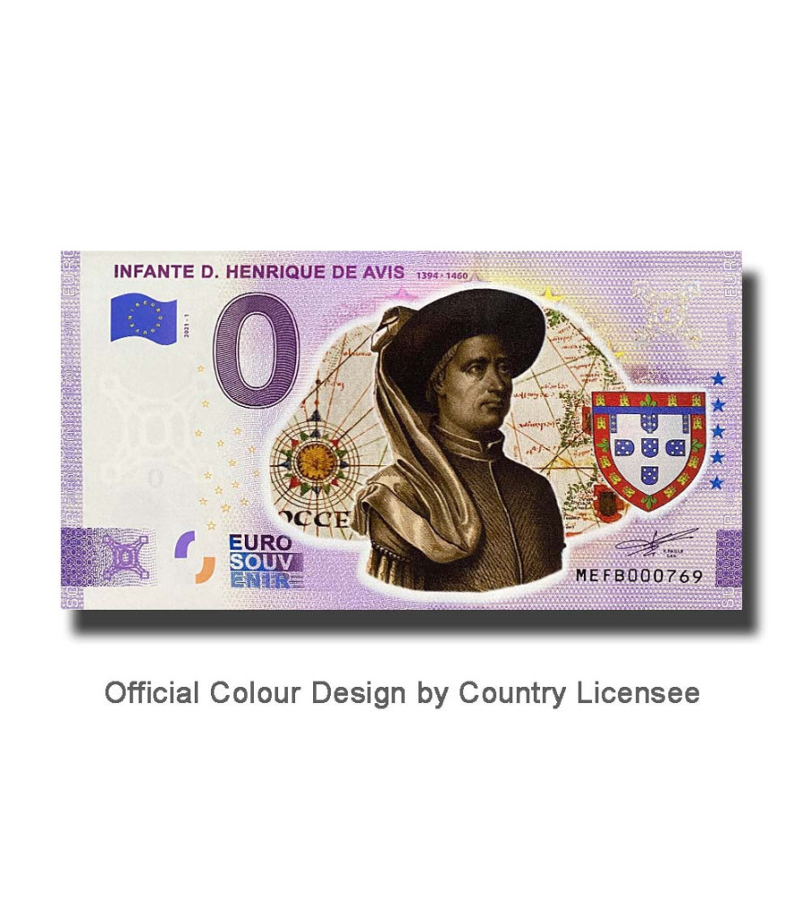 0 Euro Souvenir Banknote Infante D. Henrique De Avis Colour Portugal MEFB 2021-1