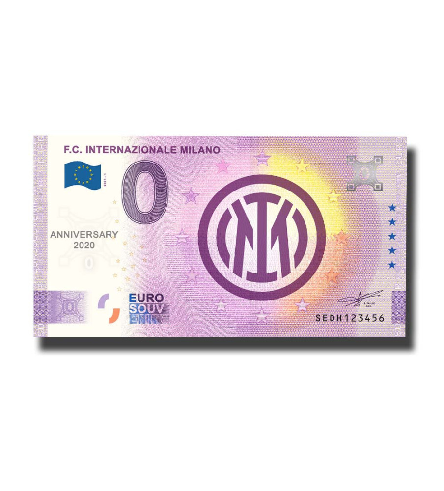 Anniversary 0 Euro Souvenir Banknote F.C. Internazionale Milano Italy SEDH 2021-1