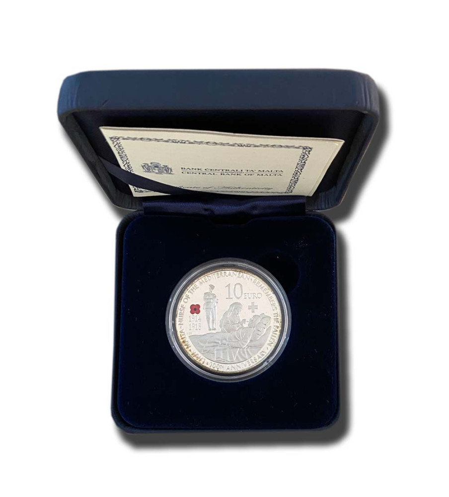 2014 Malta €10 Malta the First World War Commemorative Silver Coin Proof