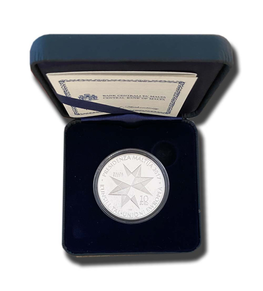 2017 Malta €10 Malta`s Presidency of the Council of the European Union 2017 Commemorative Silver Coin Proof