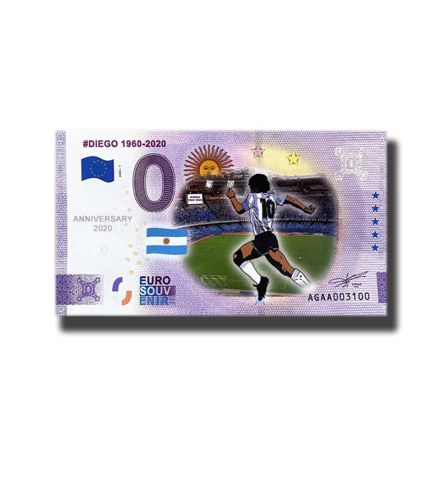 Anniversary 0 Euro Souvenir Banknotes DIEGO 1960 - 2020 Colour Argentina AGAA 2020-1