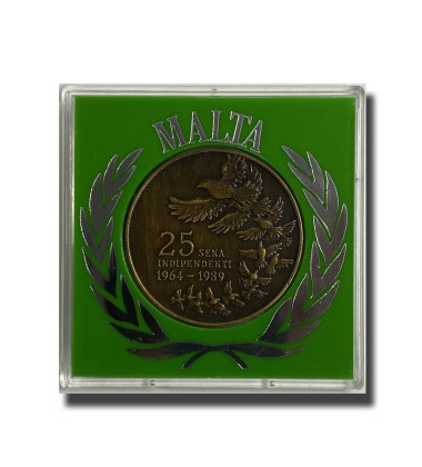 1989 Malta Medal 25 Years of Independence Bronze 38mm