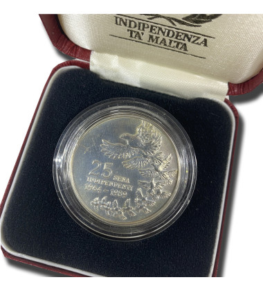 1989 Malta Medal 25 Years of Independence 925 Silver